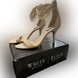 Nude heels with ankle strap